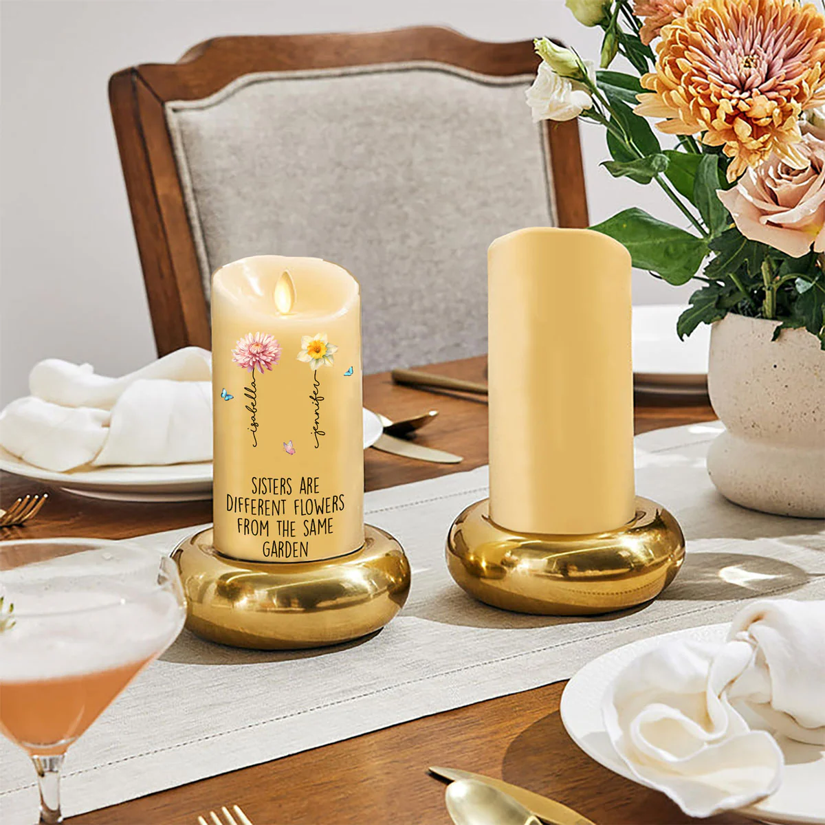 Sisters Are Different Flowers From The Same Garden Personalized LED Candle, Christmas Gift For Sisters - Image 7