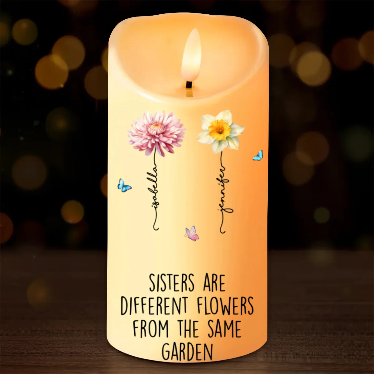 Sisters Are Different Flowers From The Same Garden Personalized LED Candle, Christmas Gift For Sisters - Image 8