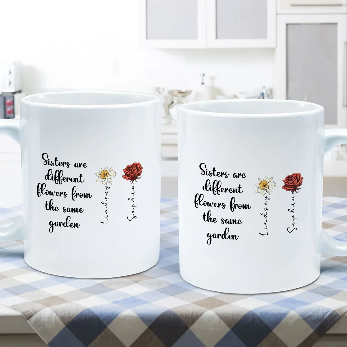 Sisters Are Diffrent Flowers From The Same Garden Personalized Mug, Long Distance Togetherness Birthday Christmas Gift For Sisters, Siblings - Image 6
