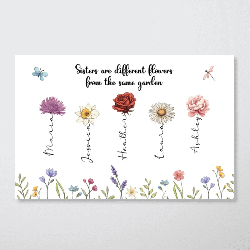 Sisters Are Different Flowers From The Same Garden Personalized Poster, Long Distance Togetherness Birthday Christmas Gift For Sisters, Siblings - Image 7