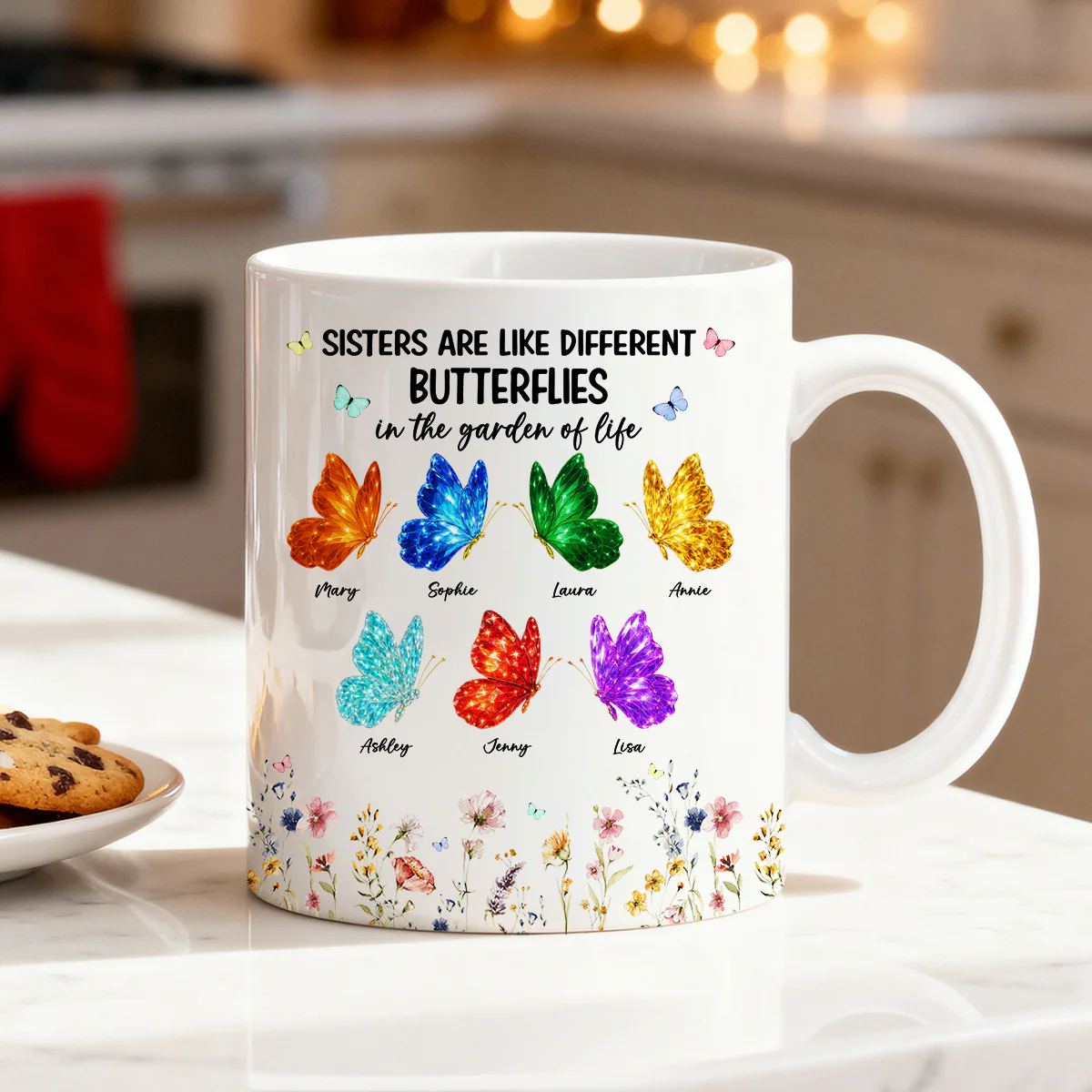Sisters Are Like Different Butterflies - Personalized Mug - Heartwarming Christmas Gift For Sisters, Besties - Image 6