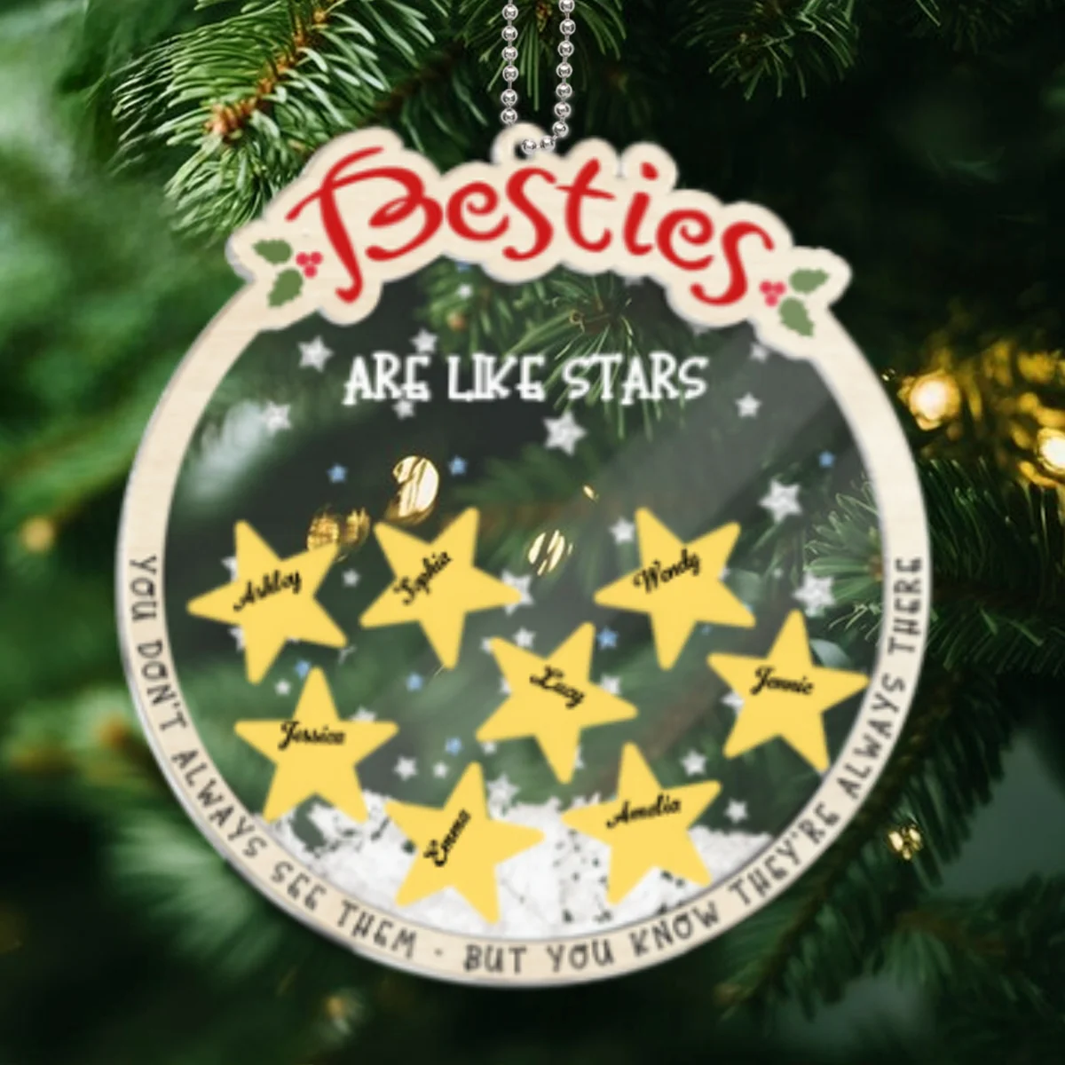 Sisters Besties Are Like Stars They're Always There Personalized 4D Shaker Ornament, Christmas Gifts For Sisters, Siblings, Best Friends - Image 8
