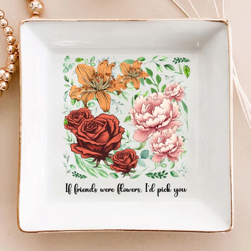 Sisters Besties In Bloom Birth Month Flowers Personalized Jewelry Dish - Image 11
