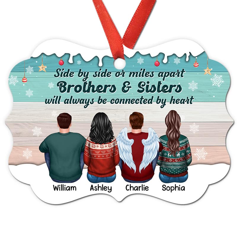Sisters Brothers Siblings Side By Side Personalized Christmas Ornament