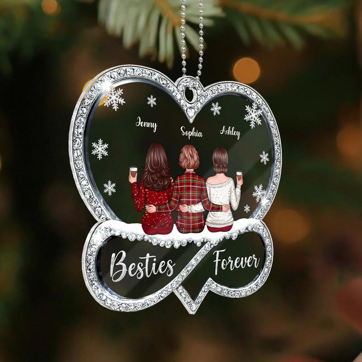 Sisters Forever Infinity Love 3D Crystal Effect - Personalized Acrylic Ornament - Christmas Gift for Sisters Siblings - Image 2