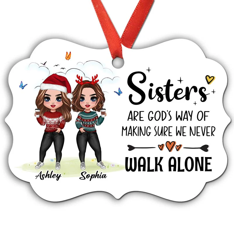 Sisters Never Walk Alone Personalized Christmas Ornament