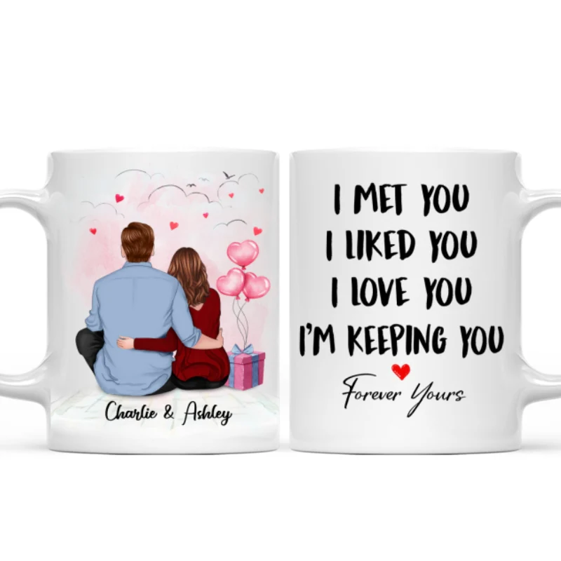 Sitting Back View Couple I Met You I Love You I‘m Keeping You Personalized Mug - Image 4