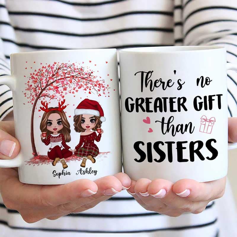 Sitting Doll Besties Under Pink Heart Tree Personalized Mug - Image 3