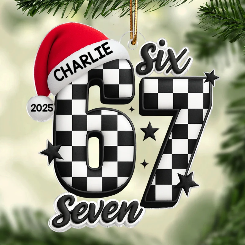Six Seven Checkered - Personalized Acrylic Ornament - Christmas Gift for Kid, Grandkids - Image 8