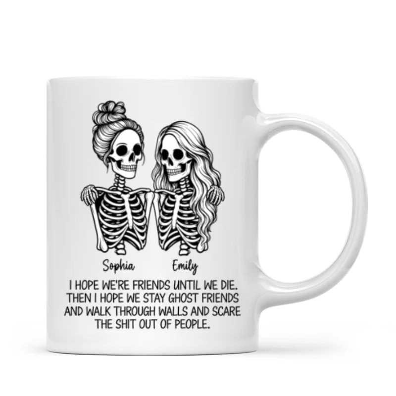 Skeleton Besties Until We Die - Personalized Mug - Funny Work Bestie Gift, Halloween Keepsake For Best Friends - Image 10
