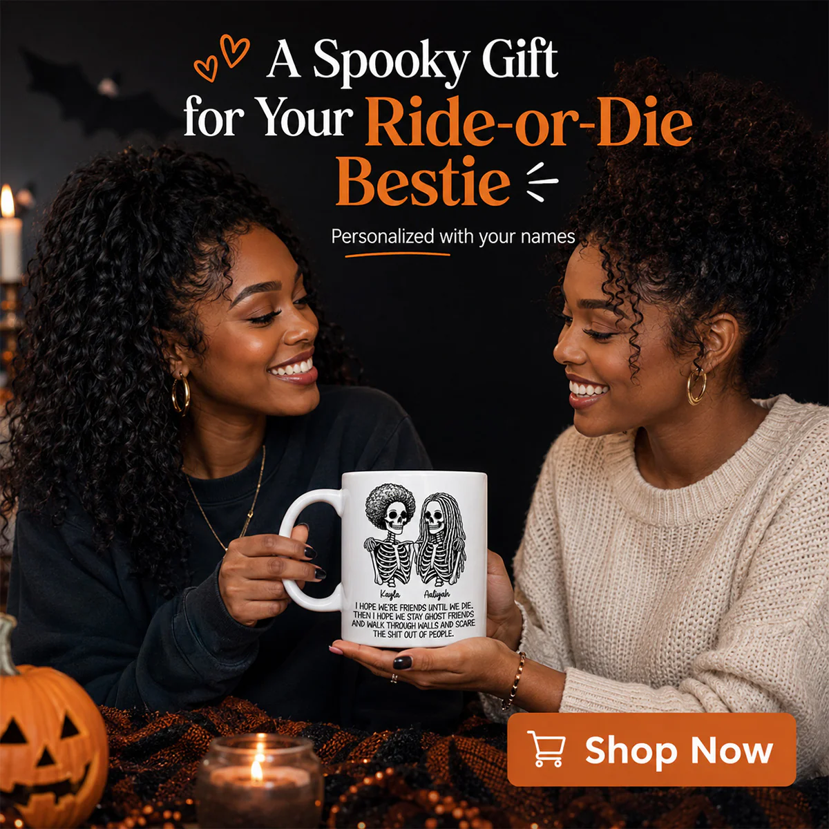 Skeleton Besties Until We Die - Personalized Mug - Funny Work Bestie Gift, Halloween Keepsake For Best Friends - Image 8
