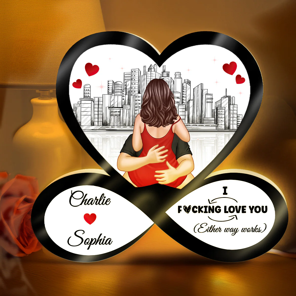 Skyline Infinity Heart Funny Romantic Couple - Personalized Light Box - Gift For Couple - Image 3