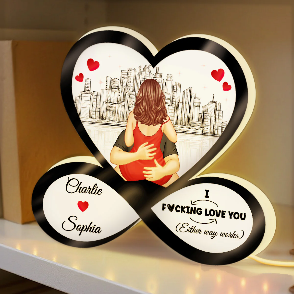 Skyline Infinity Heart Funny Romantic Couple - Personalized Light Box - Gift For Couple - Image 5