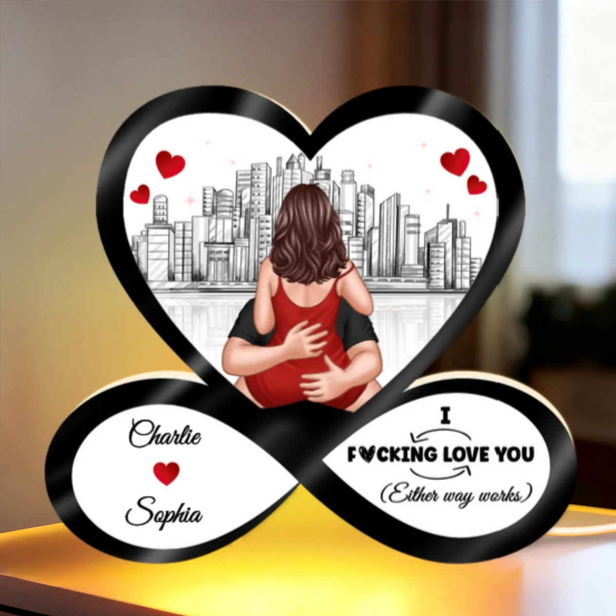 Skyline Infinity Heart Funny Romantic Couple - Personalized Light Box - Gift For Couple - Image 9