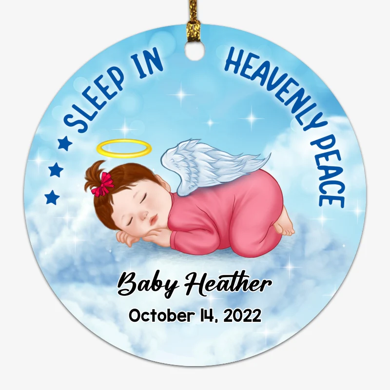 Sleep In Heavenly Infant Loss Stillborn Miscarriage Keepsake Memorial Personalized Circle Ornament - Image 4