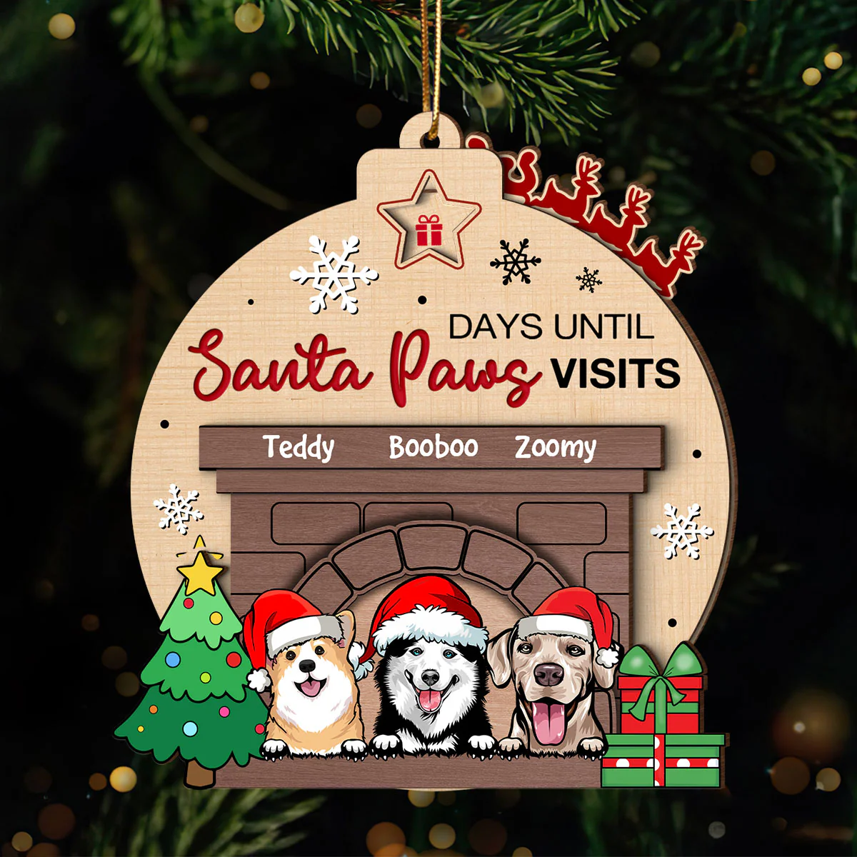 Sleeps Until Santa Paws Visits Dogs Personalized Countdown Ornament, Christmas Gift For Dog Lovers - Image 4