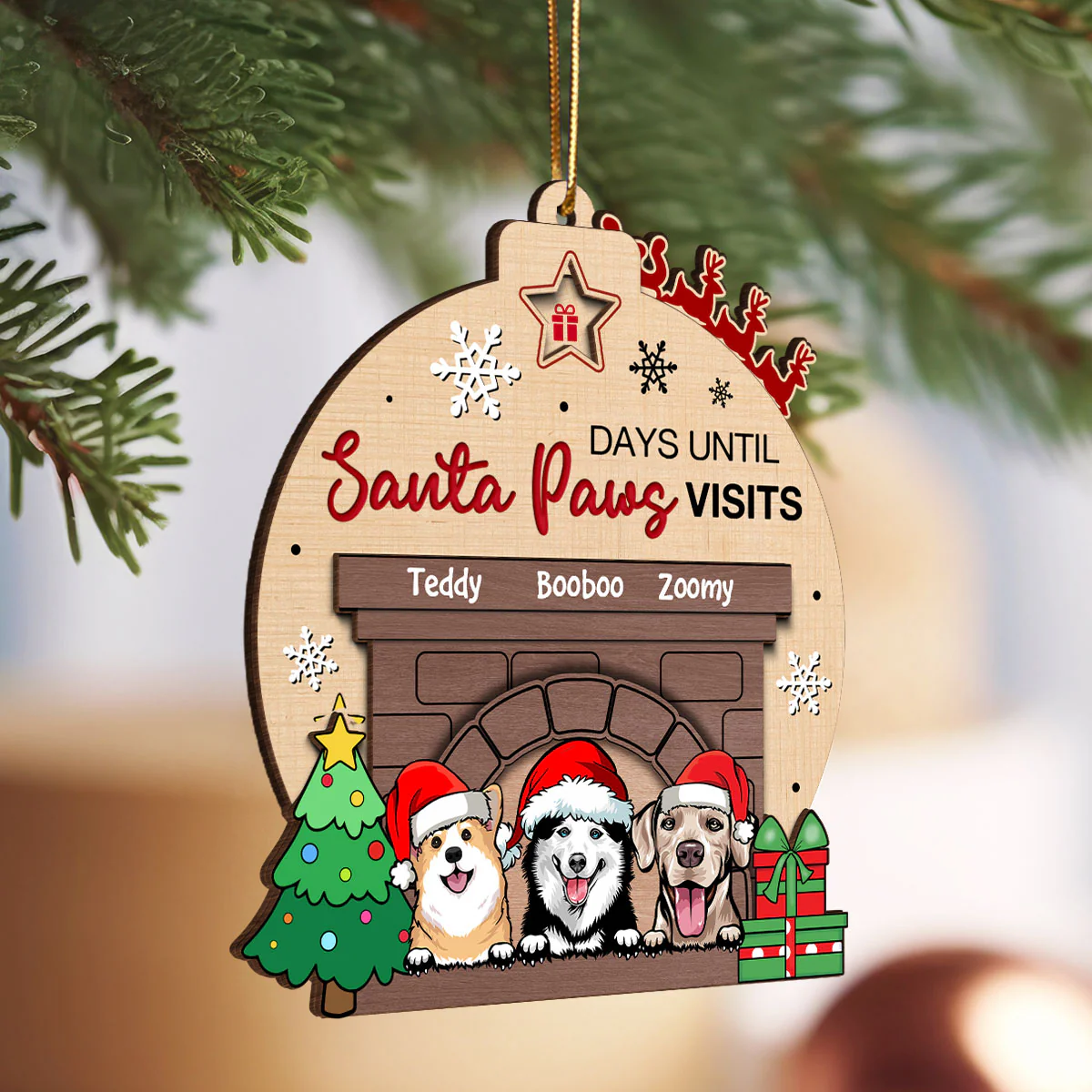 Sleeps Until Santa Paws Visits Dogs Personalized Countdown Ornament, Christmas Gift For Dog Lovers - Image 5