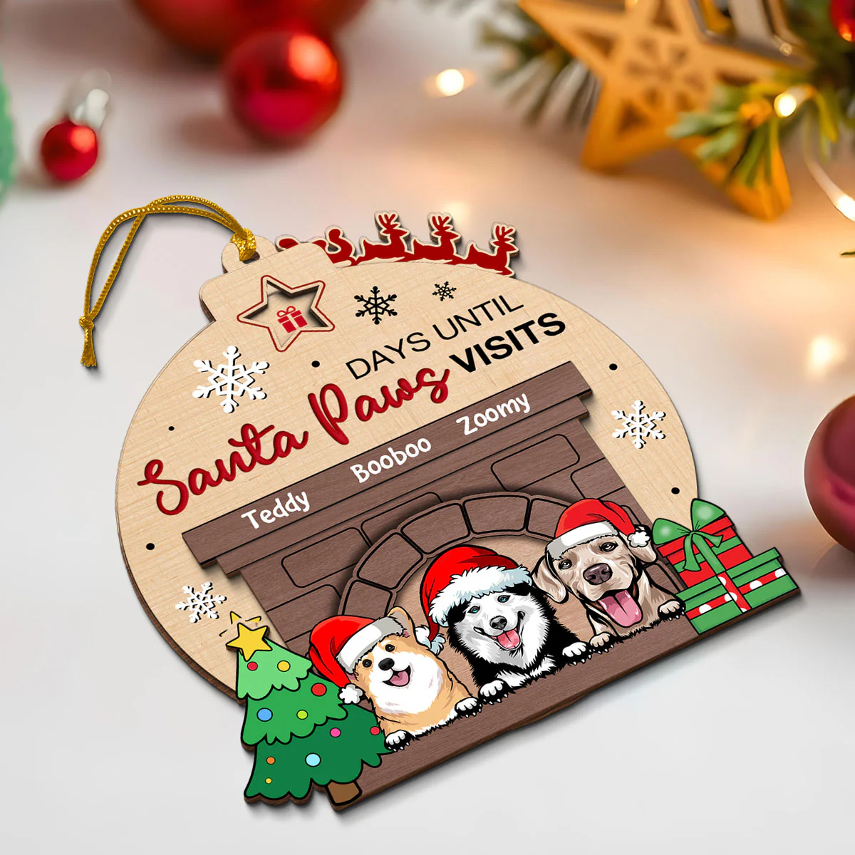 Sleeps Until Santa Paws Visits Dogs Personalized Countdown Ornament, Christmas Gift For Dog Lovers - Image 6