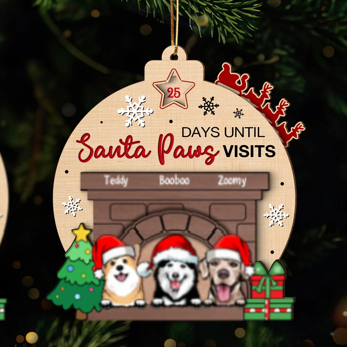 Sleeps Until Santa Paws Visits Dogs Personalized Countdown Ornament, Christmas Gift For Dog Lovers - Image 8