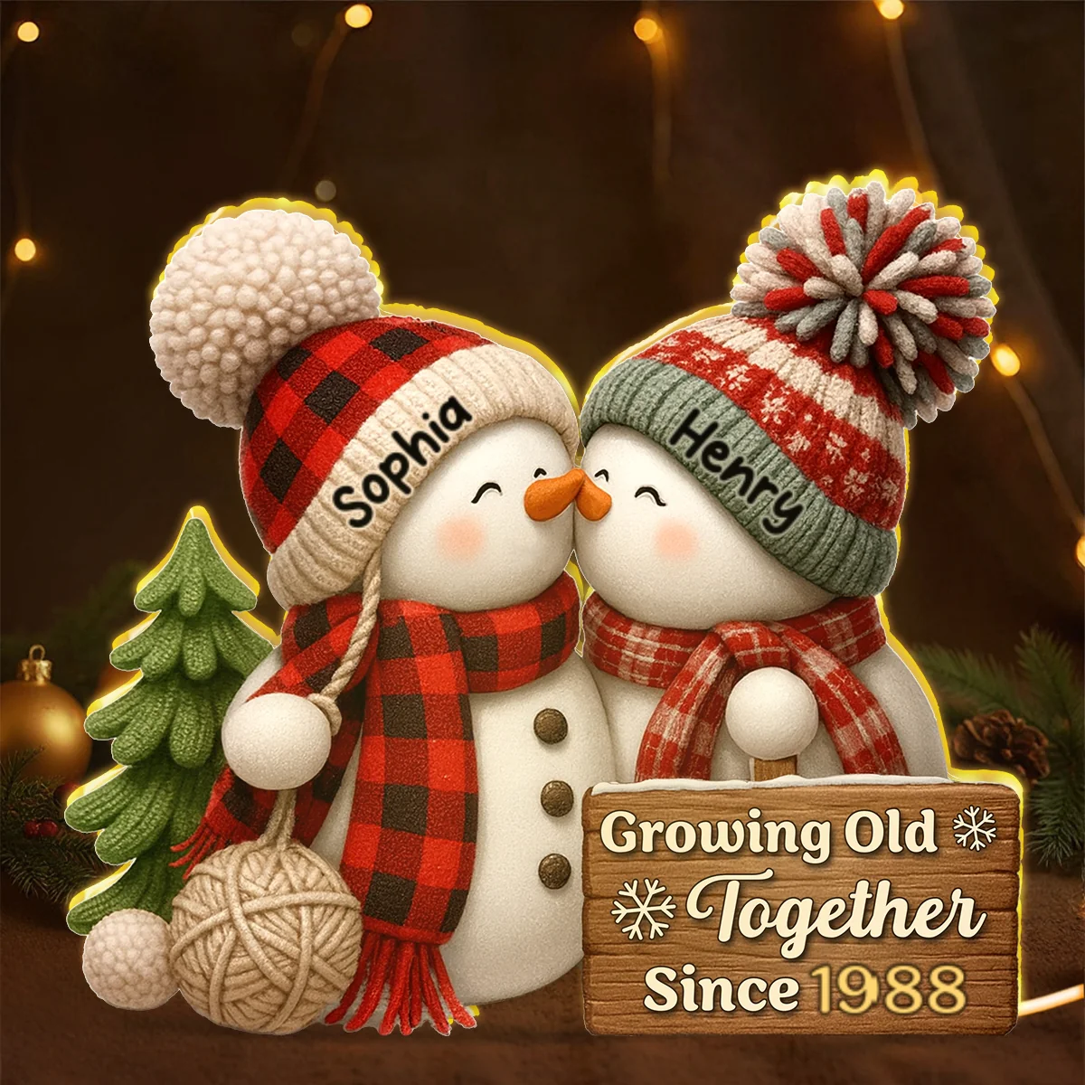 3D Effect Snowman Couple Growing Old Together - Personalized Light Box - Heartwarming Christmas Gift for him, Gift for her - Image 11