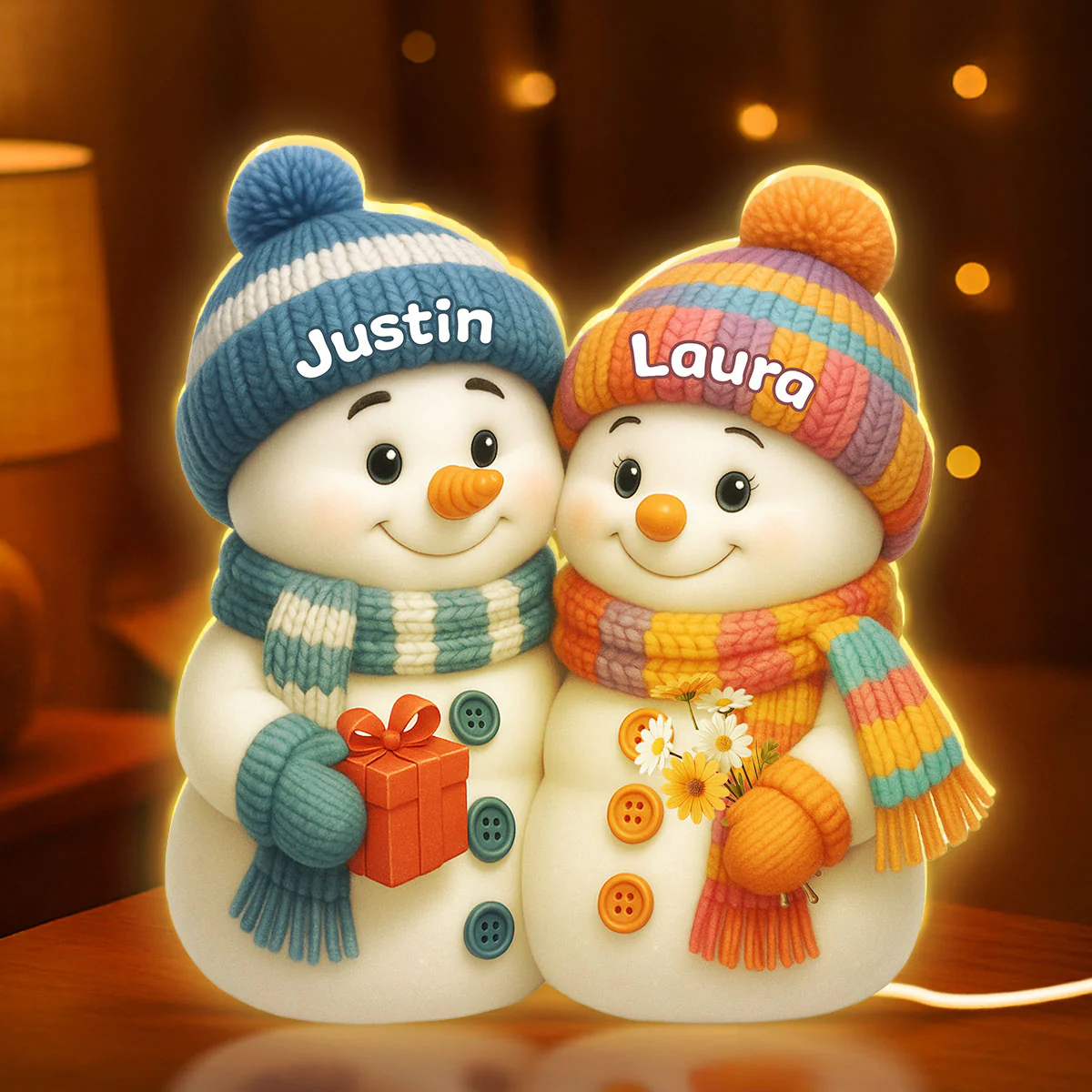 Snowman Couple Hugging - Personalized Light Box - Heartwarming Christmas Gift for him, Gift for her - Image 7