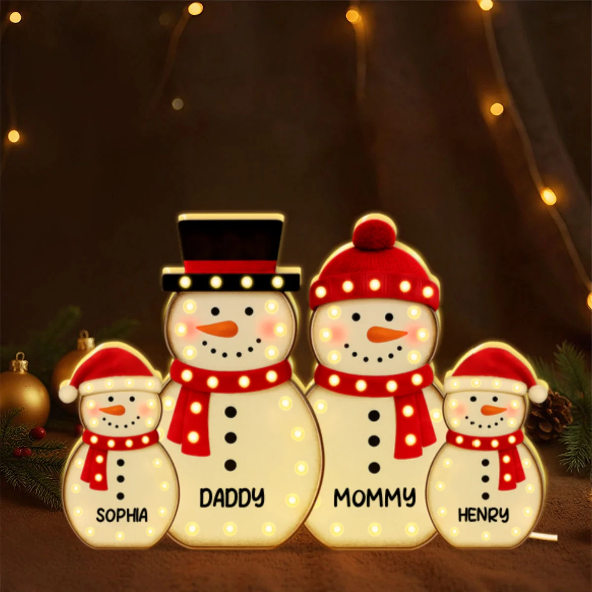 Snowman Family Marquee Effect Personalized LED Light Box, Christmas Gift Decoration - Image 10