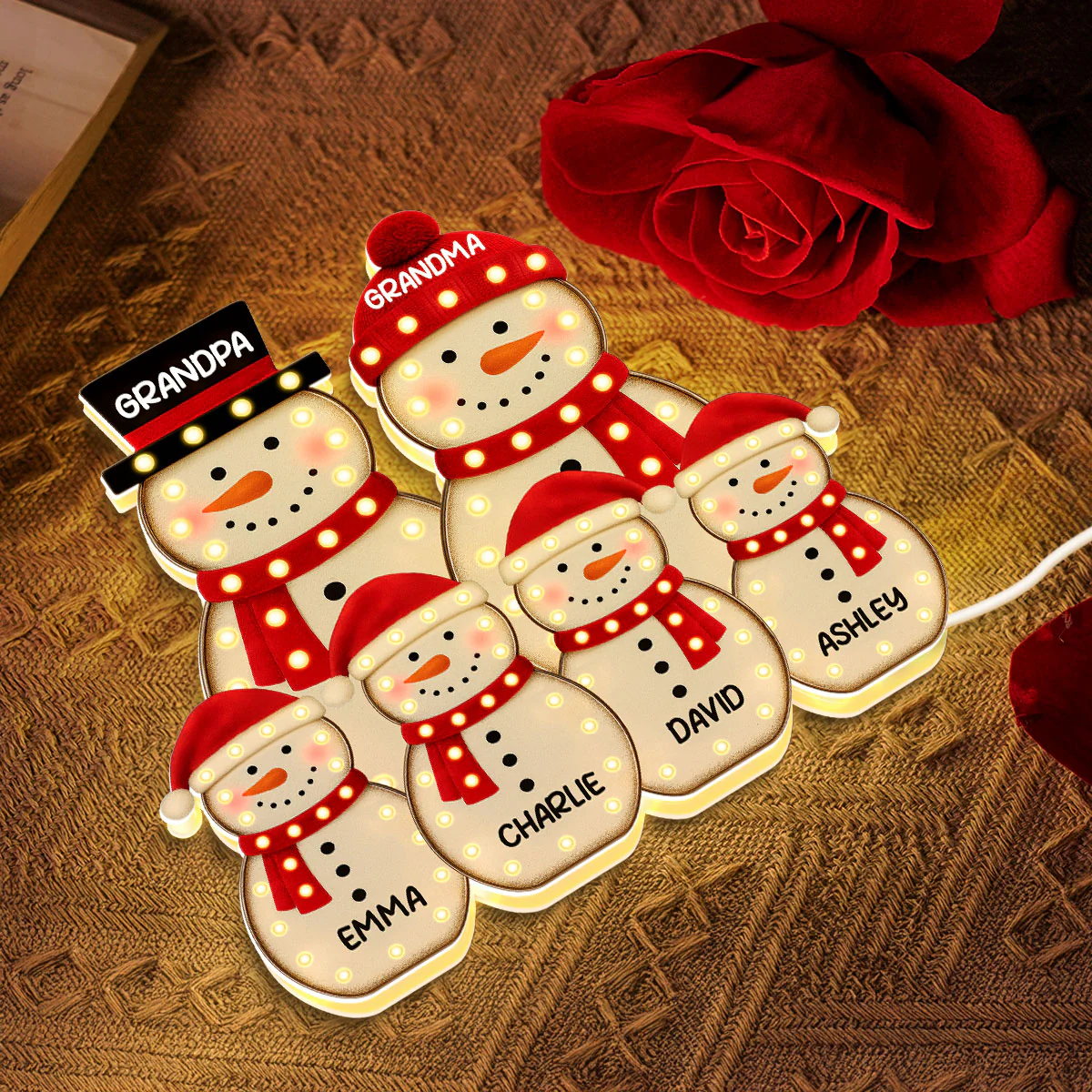Snowman Family Marquee Effect Personalized LED Light Box, Christmas Gift Decoration - Image 8