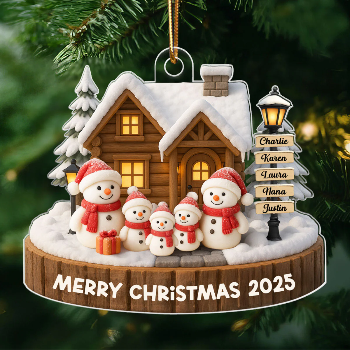 Snowman Family Sign Post Custom Name - Personalized Acrylic Ornament - Christmas Gift for Family - Image 6
