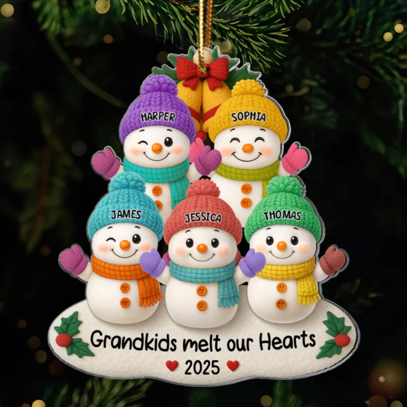 Snowman Grandkids Christmas Tree - Personalized Acrylic Ornament - Gift For Grandparents, Grandkids, Family - Image 8