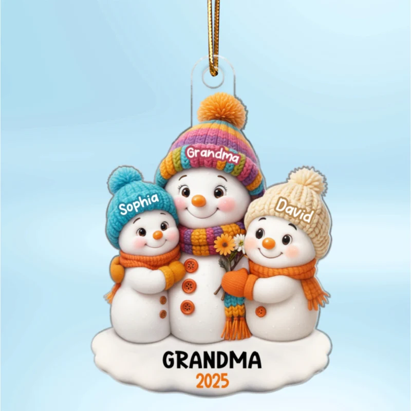 Snowman Grandma and Grandkids Personalized Acrylic Ornament, Christmas Gift for Grandma, Grandkids - Image 11