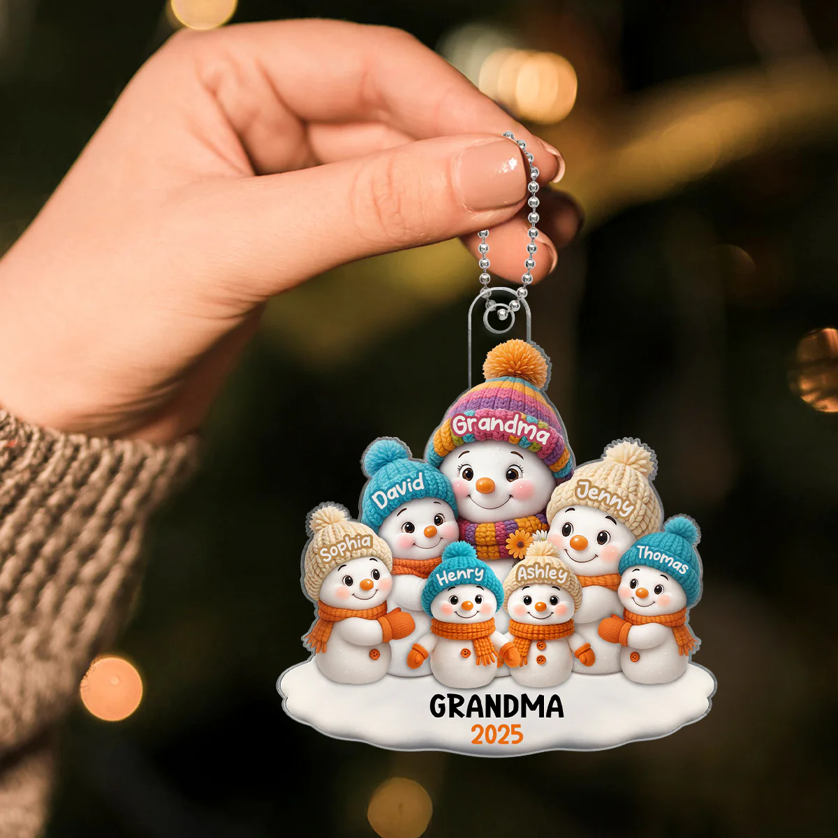 Snowman Grandma and Grandkids Personalized Acrylic Ornament, Christmas Gift for Grandma, Grandkids - Image 6