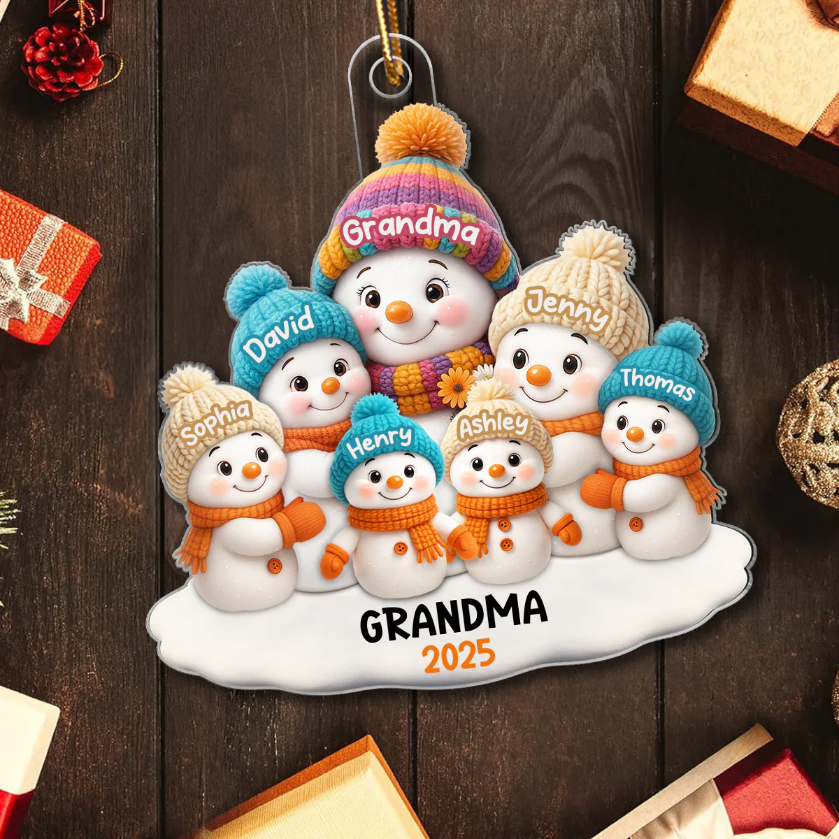 Snowman Grandma and Grandkids Personalized Acrylic Ornament, Christmas Gift for Grandma, Grandkids - Image 7