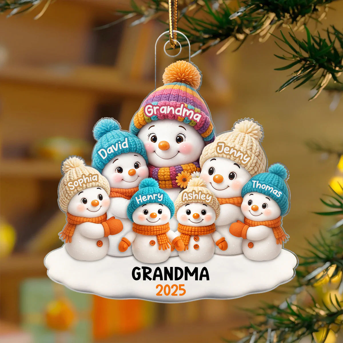 Snowman Grandma and Grandkids Personalized Acrylic Ornament, Christmas Gift for Grandma, Grandkids - Image 8