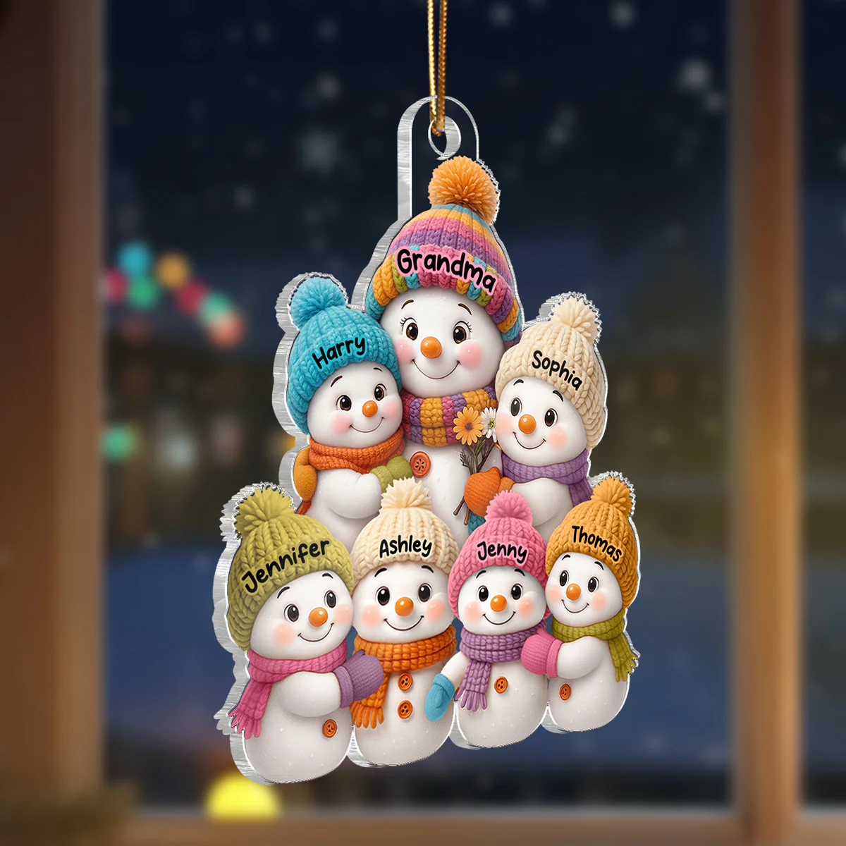 Snowman Grandma and Grandkids - Personalized Acrylic Ornament - Heartfelt Christmas Gift for Grandma, Grandkids - Image 2