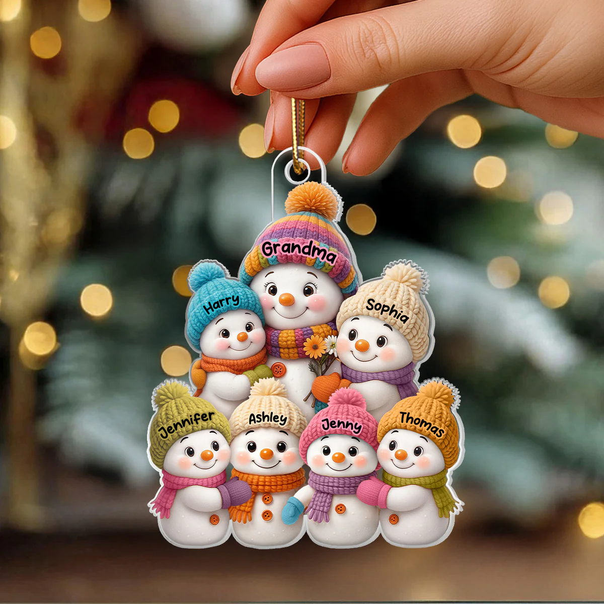 Snowman Grandma and Grandkids - Personalized Acrylic Ornament - Heartfelt Christmas Gift for Grandma, Grandkids - Image 3