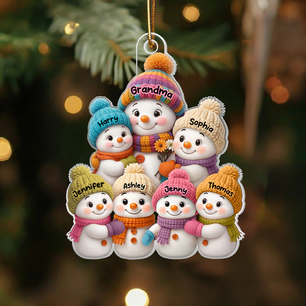 Snowman Grandma and Grandkids - Personalized Acrylic Ornament - Heartfelt Christmas Gift for Grandma, Grandkids - Image 4
