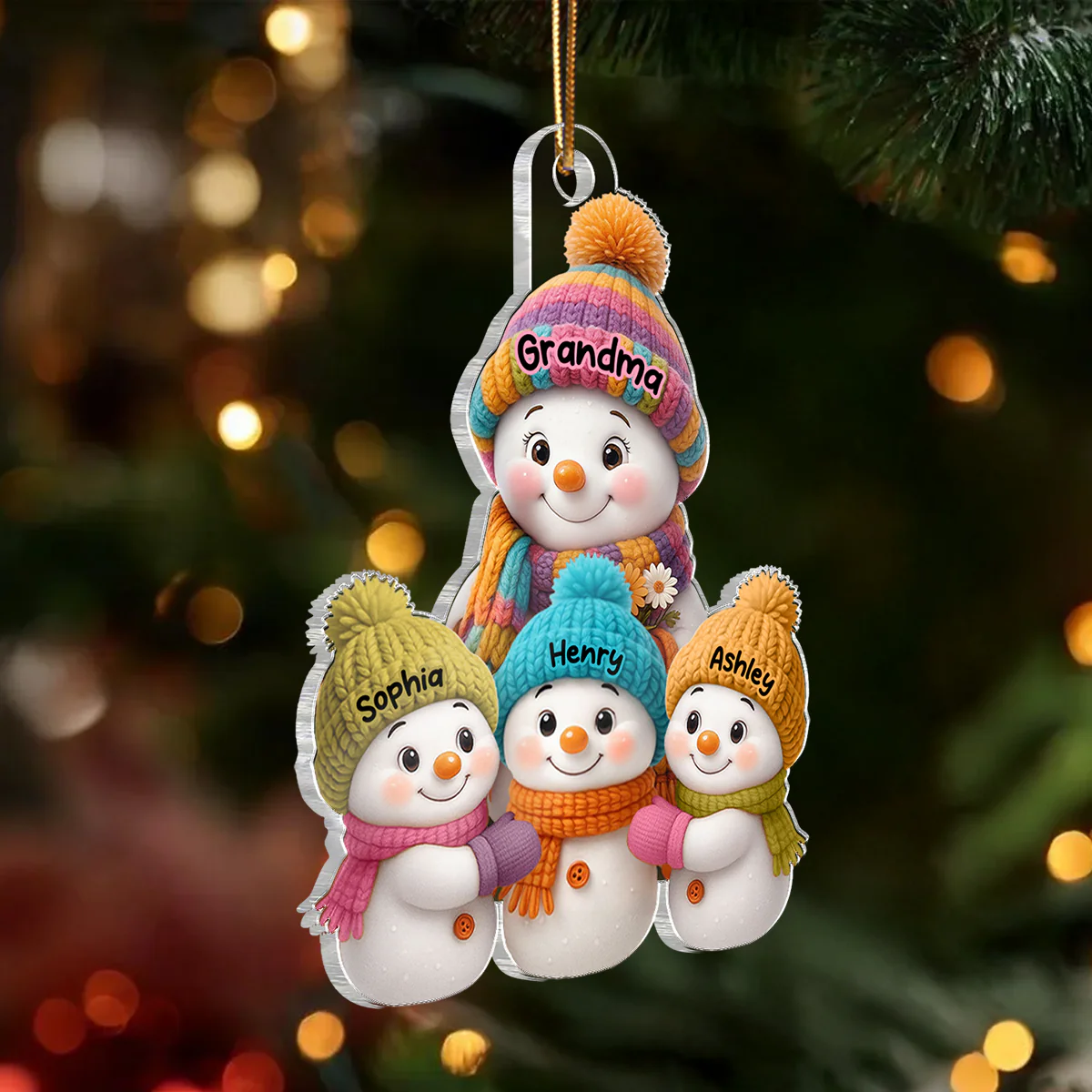 Snowman Grandma and Grandkids - Personalized Acrylic Ornament - Heartfelt Christmas Gift for Grandma, Grandkids - Image 5