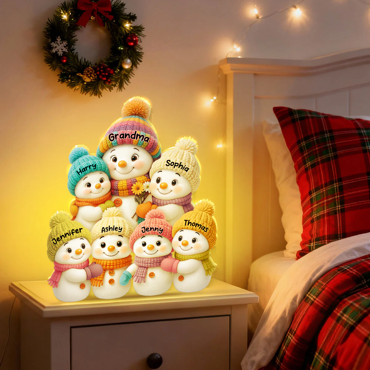 Snowman Grandma, Grandpa, Grandparents and Grandkids Personalized Light Box - Christmas Gift for Grandparents - Image 10