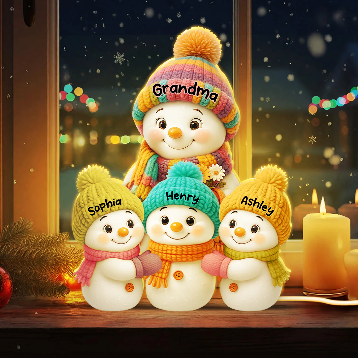 Snowman Grandma, Grandpa, Grandparents and Grandkids Personalized Light Box - Christmas Gift for Grandparents - Image 2