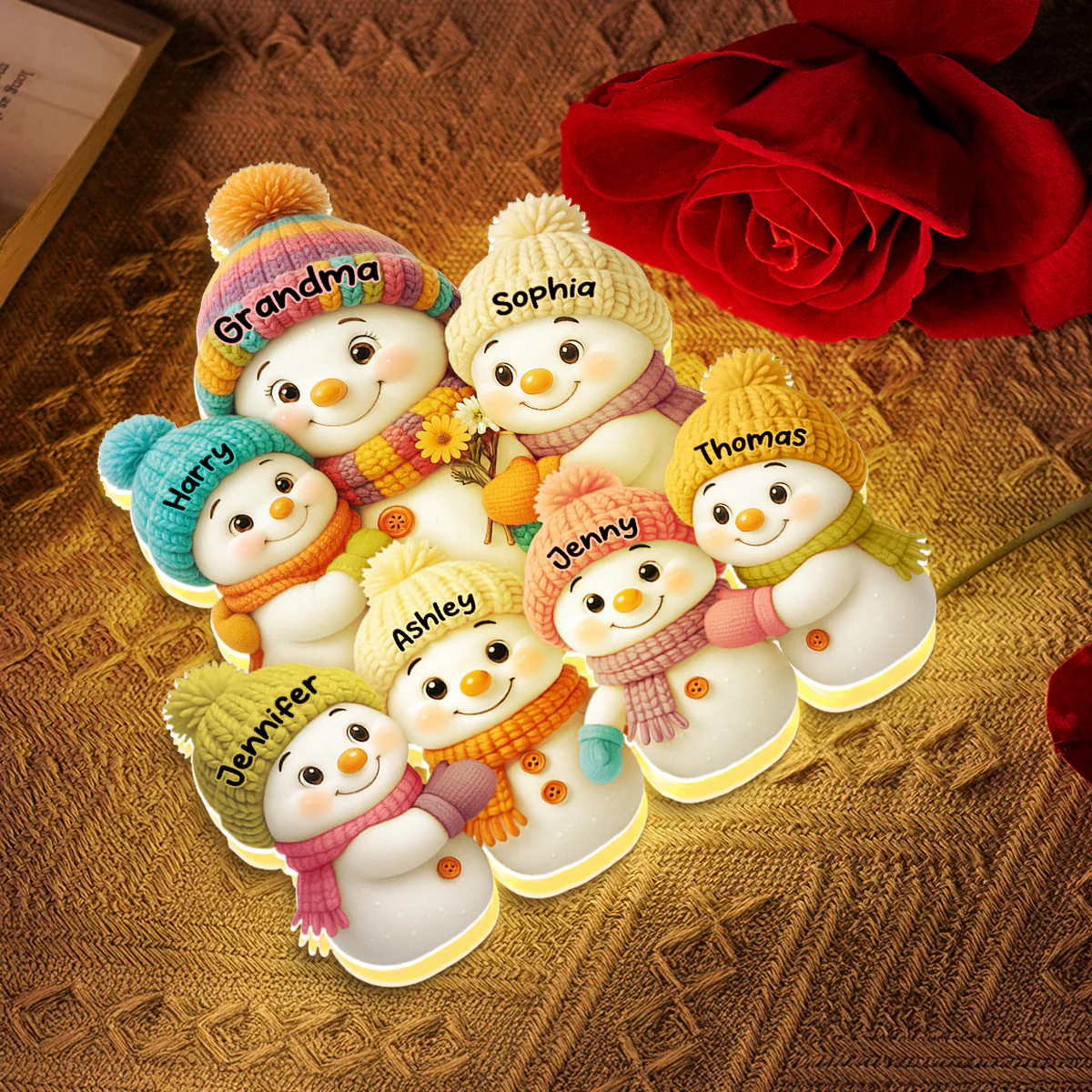 Snowman Grandma, Grandpa, Grandparents and Grandkids Personalized Light Box - Christmas Gift for Grandparents - Image 5