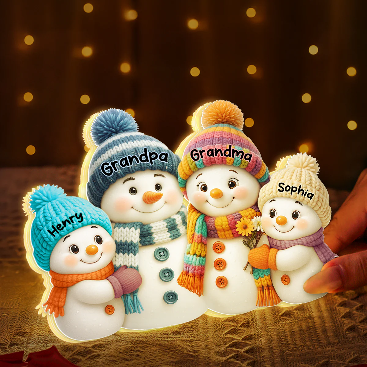 Snowman Grandma, Grandpa, Grandparents and Grandkids Personalized Light Box - Christmas Gift for Grandparents - Image 6
