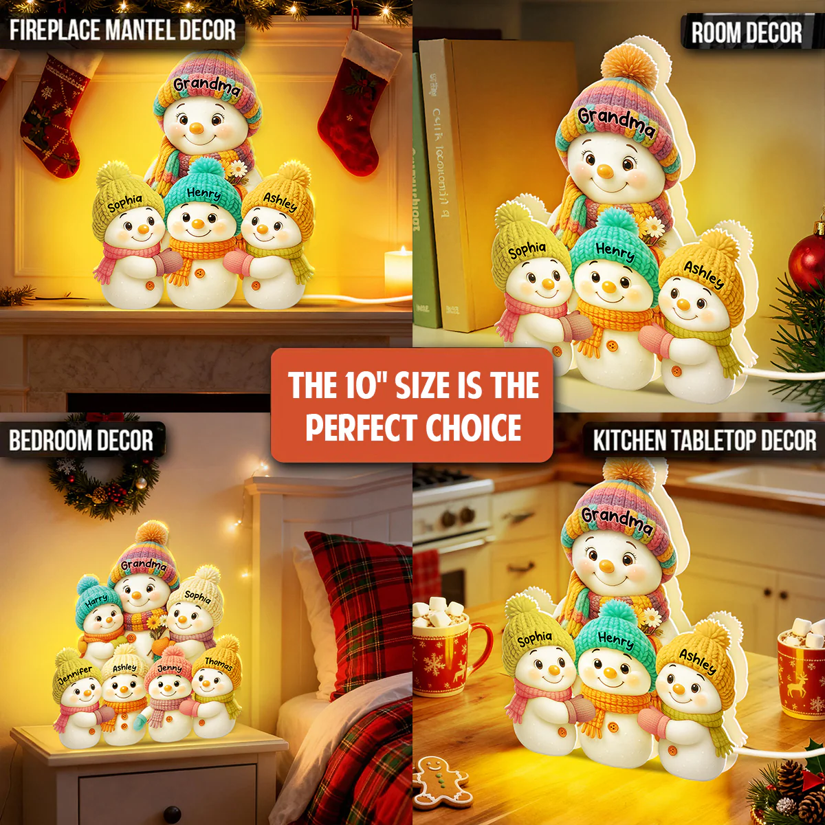 Snowman Grandma, Grandpa, Grandparents and Grandkids Personalized Light Box - Christmas Gift for Grandparents - Image 7