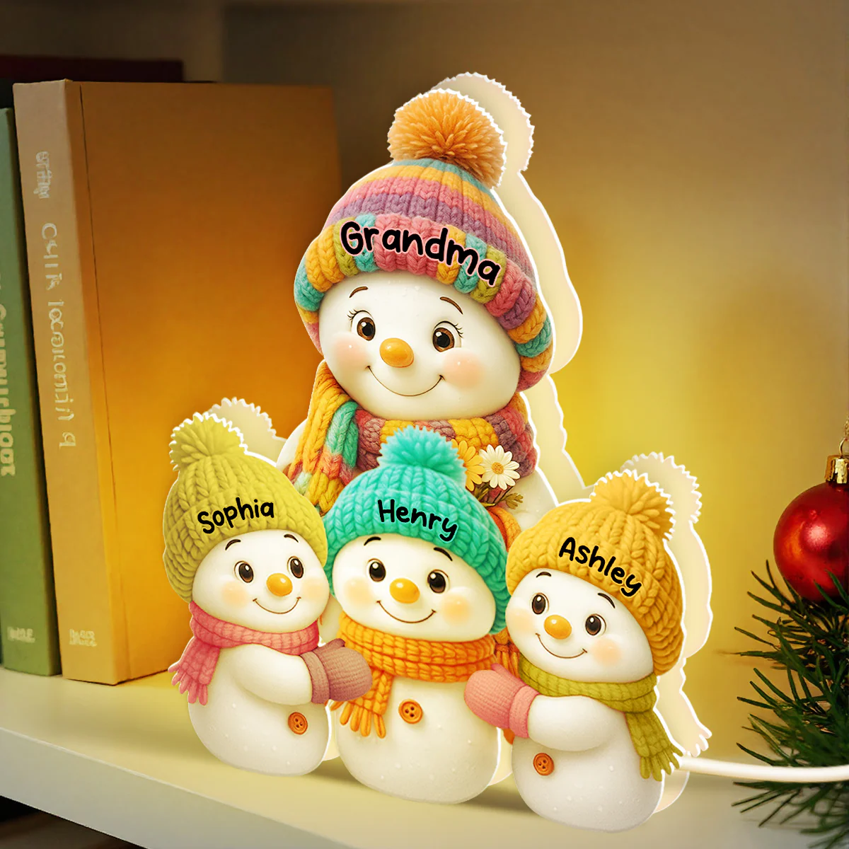 Snowman Grandma, Grandpa, Grandparents and Grandkids Personalized Light Box - Christmas Gift for Grandparents - Image 8