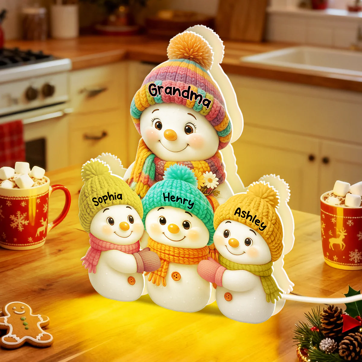 Snowman Grandma, Grandpa, Grandparents and Grandkids Personalized Light Box - Christmas Gift for Grandparents - Image 9
