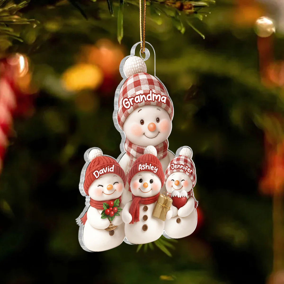 Snowman Grandma and Grandkids Together - Personalized Acrylic Ornament - Heartfelt Christmas Gift for Grandma, Grandkids - Image 7