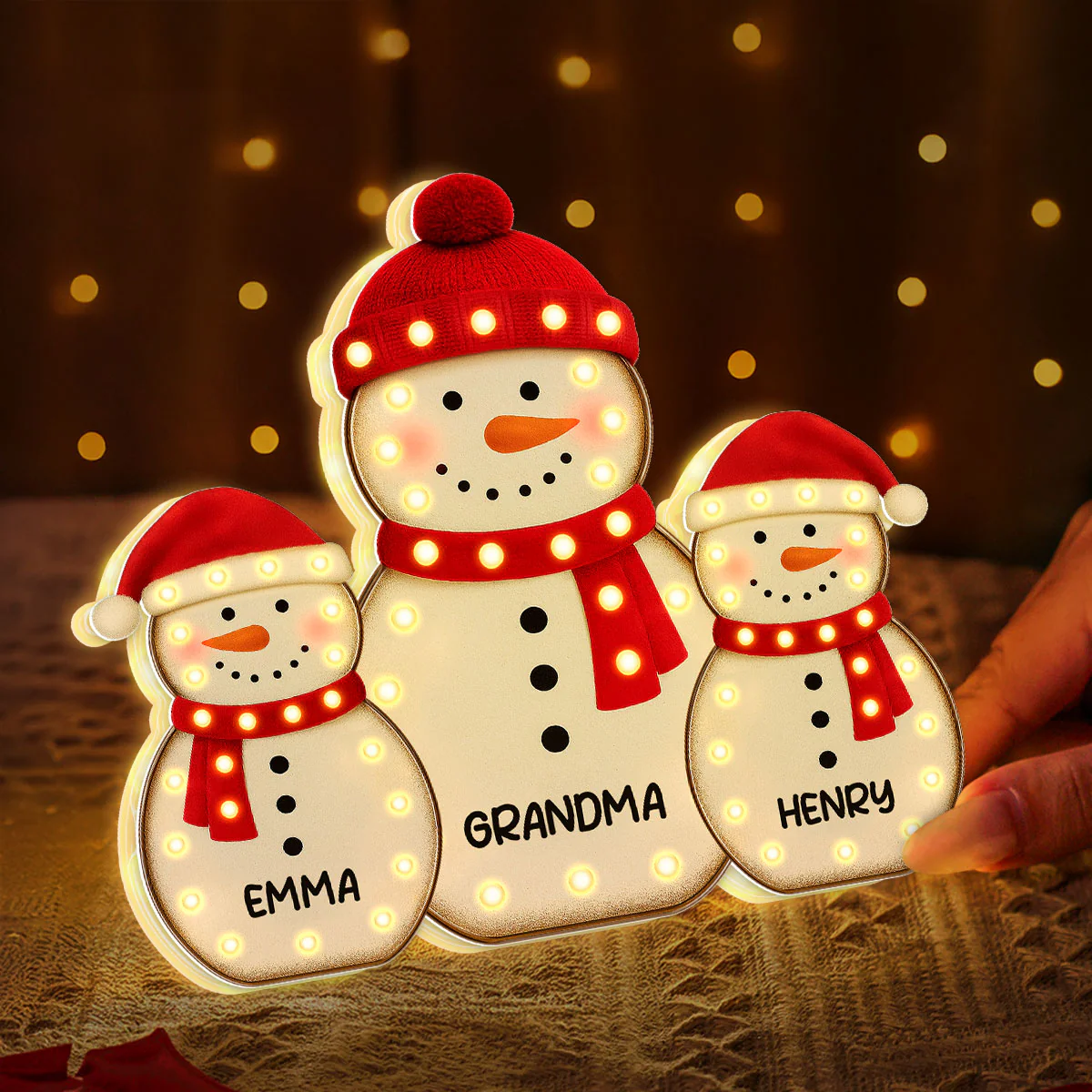 Snowman Grandma Grandkids Marquee Effect Personalized LED Light Box, Christmas Gift - Image 7