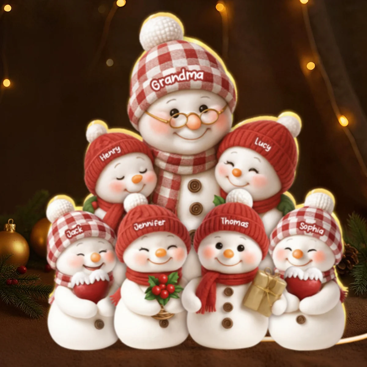Snowman Grandma & Grandkids Together - Personalized Light Box - Christmas Gift for Grandma - Image 12