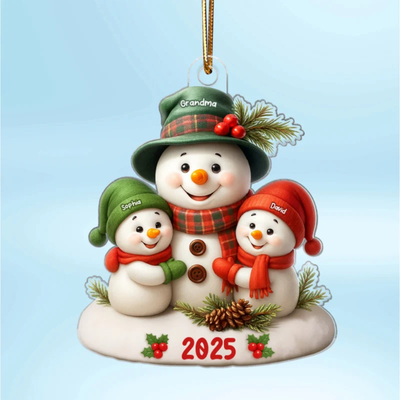 Snowman Grandma Hugging Grandkids Personalized Acrylic Ornament, Christmas Gift for Grandma, Grandkids - Image 10