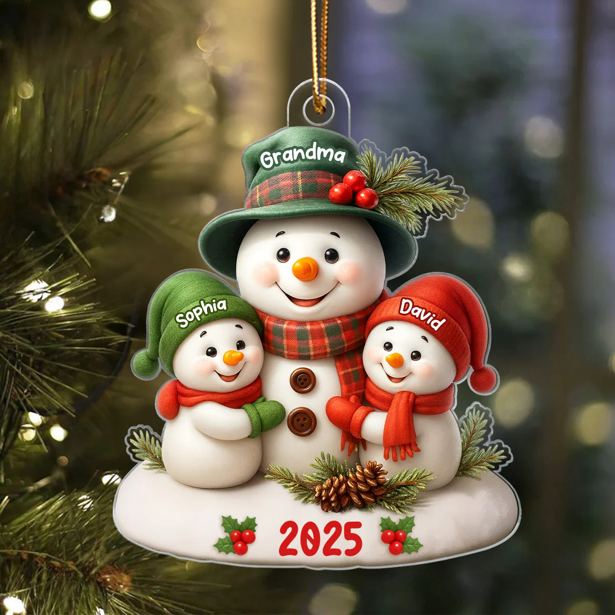 Snowman Grandma Hugging Grandkids Personalized Acrylic Ornament, Christmas Gift for Grandma, Grandkids - Image 6