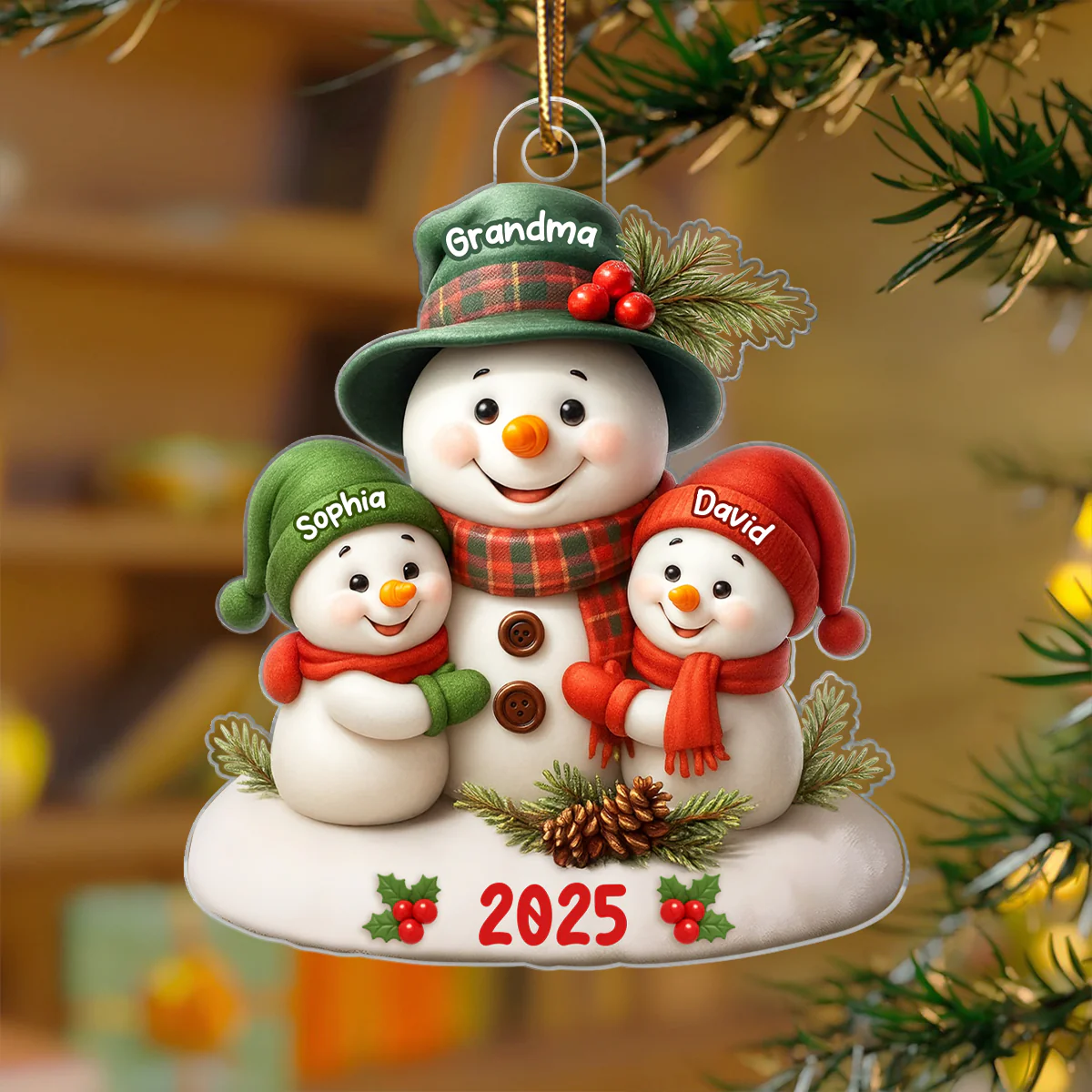 Snowman Grandma Hugging Grandkids Personalized Acrylic Ornament, Christmas Gift for Grandma, Grandkids - Image 8